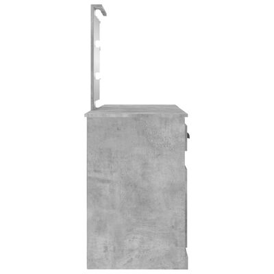 vidaXL Toaletna mizica z LED lučkami betonsko siva 130x50x132,5 cm