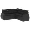 vidaXL Vrtna sedežna garnitura 5-delna z blazinami črn poli ratan