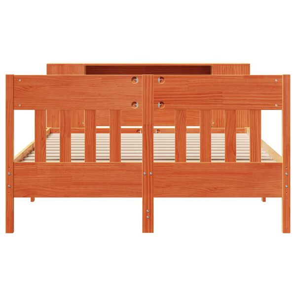 vidaXL Knjižna postelja brez vzmetnice vo&scaron;č. rjava 140x200 cm borovina