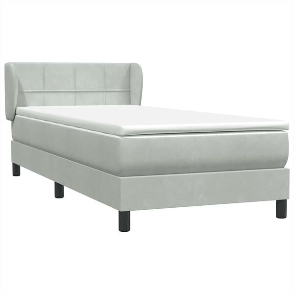 vidaXL Box spring postelja z vzmetnico Svetlo siva 80x210 cm žamet