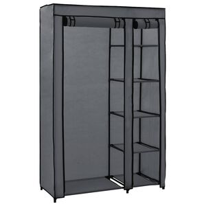 vidaXL Zložljiva garderobna omara blago 110x45x175 cm siva
