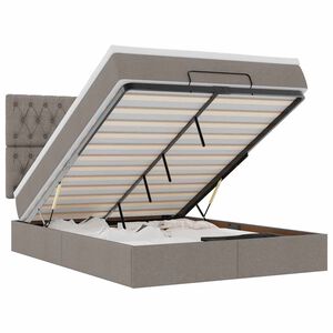vidaXL Otomanska postelja z vzmetnico taupe 140x200 cm blago