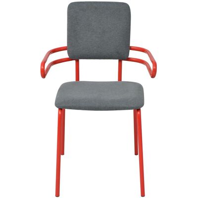 vidaXL Jedilni stoli 4 kosi rdeče in sivo blago
