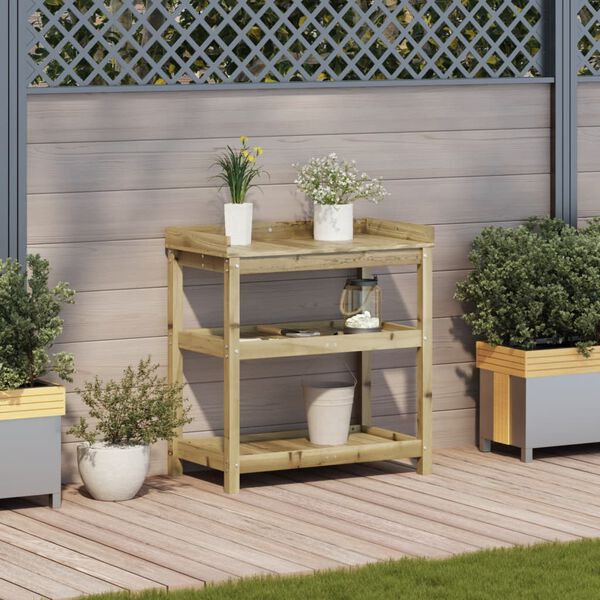 vidaXL Miza za sajenje s policami 82,5x45x86,5 cm impreg. borovina