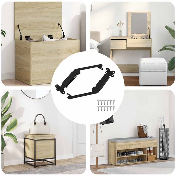 vidaXL Zatik za podporo pokrova 2 pcs Črna 192 x 32 x 50 mm Jeklo