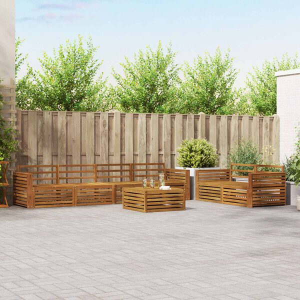 vidaXL Zunanja garnitura za sedenje 7 pcs Naravna Masiven les akacije