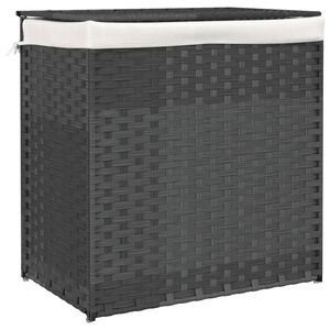 vidaXL Ko&scaron;ara za perilo z 2 predelkoma siva 53x35x57 cm poli ratan