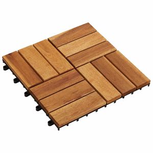 vidaXL Tla za teraso 30 kos Rjava 30 x 30 cm Akacijevo trdo leseno