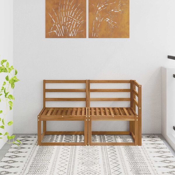 vidaXL Zunanji srednji in kotiček kavč 2 Kos Naravna