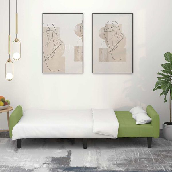 vidaXL Kavč dvosed z leži&scaron;čem svetlo zelen žamet