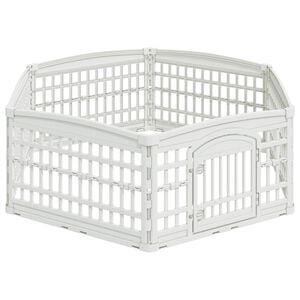vidaXL 6 Panelna Pasja Ograja 177,5 x 154,5 x 58 cm Plastika Bela