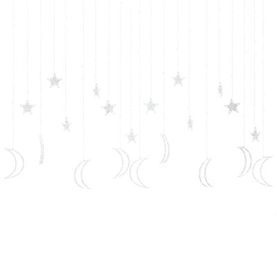 vidaXL Okrasne lučke zvezde in lune z daljincem 345 LED toplo bele
