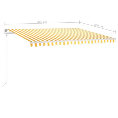 vidaXL Ročno zložljiva tenda z LED lučkami 4x3 m rumena in bela