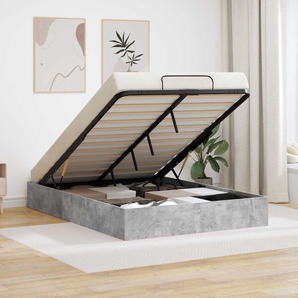 vidaXL Ottomanska postelja Betonsko siva 135 x 190 cm Konstruiran les