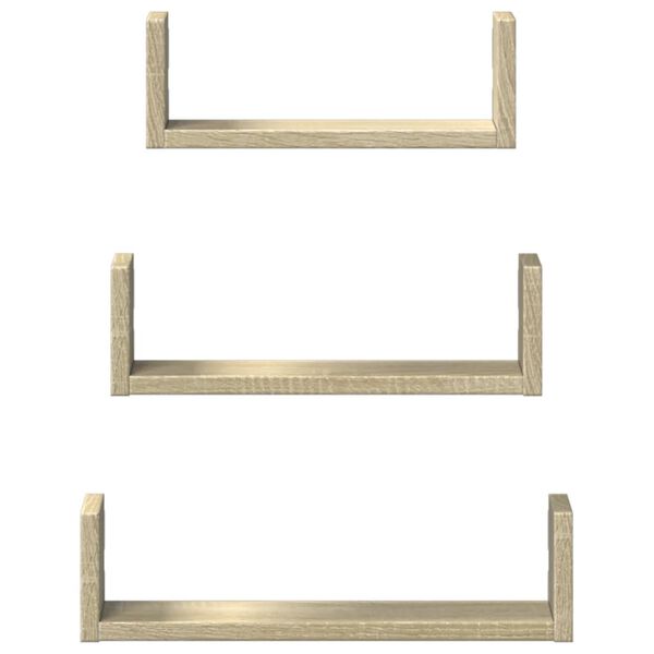 vidaXL Stenske police 3 kosi sonoma hrast inženirski les