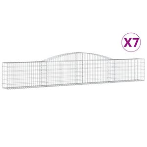 vidaXL Obokana gabionska ko&scaron;ara 7 kosov 400x30x60/80cm cinkano železo