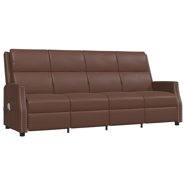 vidaXL Masažni štirised rjavo umetno usnje