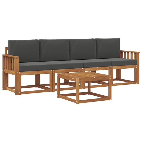 vidaXL Zunanja garnitura za sedenje 5 pcs Naravna in antracitna