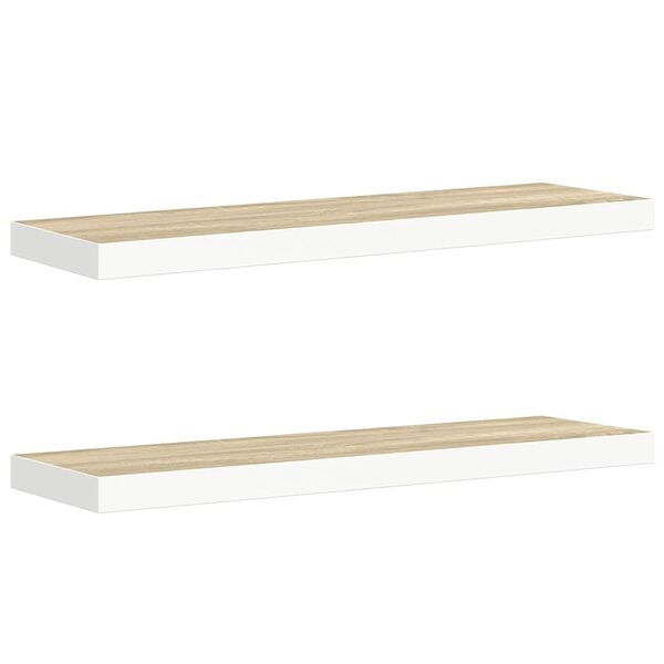 vidaXL Stenske police 2 kosa hrast in bele 80x23,5x3,8 cm MDF
