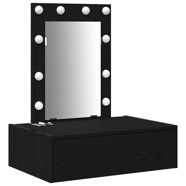 vidaXL Toaletna mizica s predalom Črna 60 x 40 x 70 cm Konstruiran les