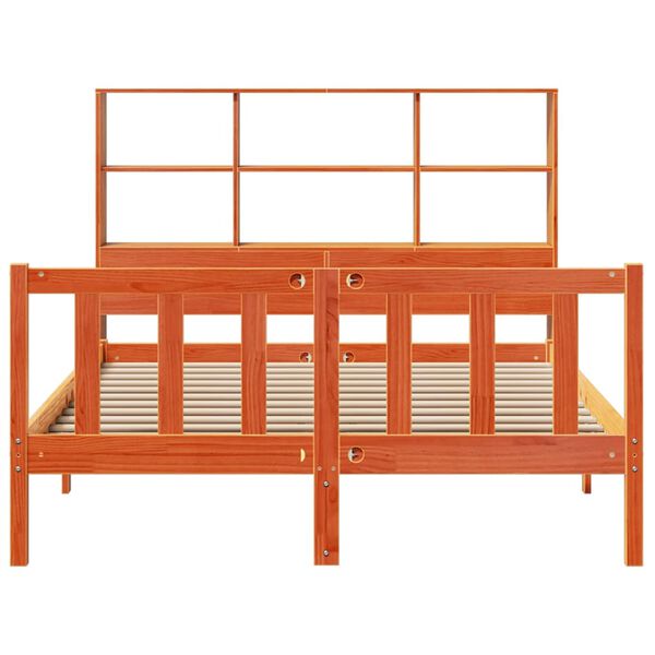 vidaXL Knjižna postelja brez vzmetnice vo&scaron;č. rjava 140x190 cm borovina