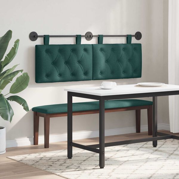 vidaXL Visoki naslon za glavo Temno zelena 130 x 55 x 7 cm blago