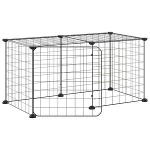 vidaXL Ograda za hi&scaron;ne ljubljenčke z 8 paneli črna 70x35x35 cm jeklo