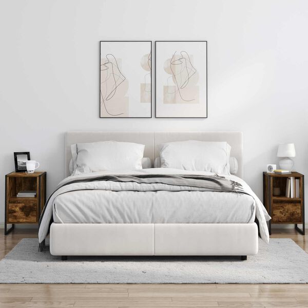 vidaXL Nočna omarica Dimni hrast 39,5 x 30 x 50 cm Konstruiran les