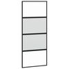 vidaXL Drsna vrata črna 90x205 cm kaljeno steklo in aluminij