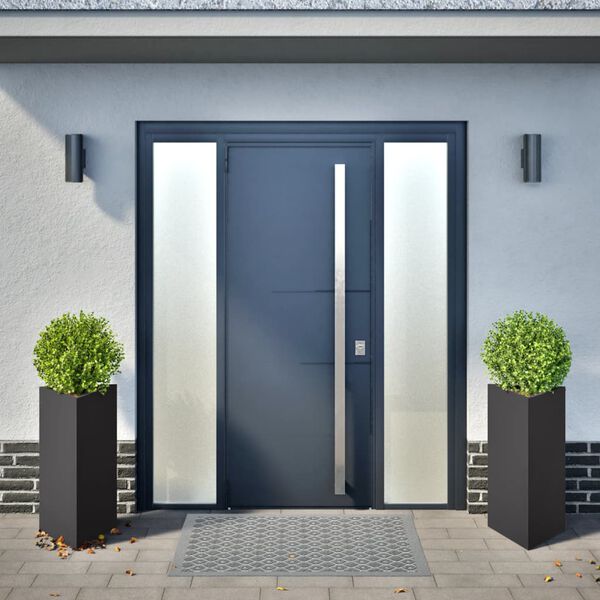 vidaXL Vrtno korito 2 kosa črna trikotna 40x34,5x70 cm jeklo