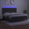 vidaXL Box spring postelja z vzmetnico LED temno siva 180x200 cm žamet