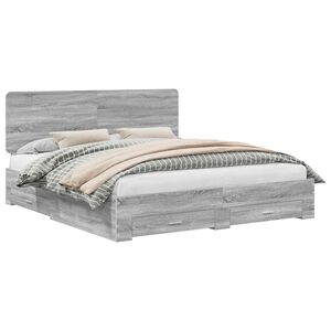 vidaXL Konstrukcija postelje Siva Sonoma 200 x 200 cm Konstruiran les