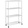 vidaXL 4-nadstropni regal s kolesi 90x35x142 cm krom 200 kg