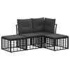 vidaXL Zunanja garnitura za sedenje z blazino 4 pcs Črna Poliester