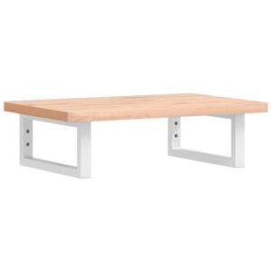 vidaXL Stenska polica za umivalnik jeklo in trdna bukovina