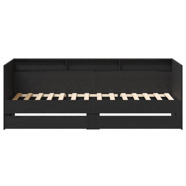 vidaXL Dnevna postelja s predalom Siva 90 x 200 cm Konstruiran les