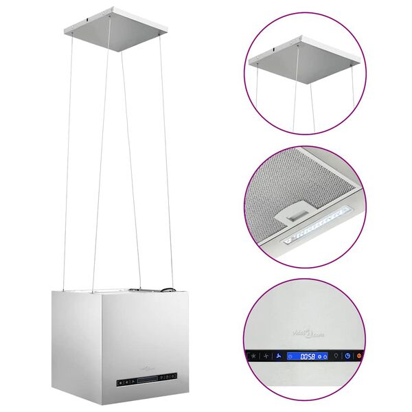 vidaXL Viseča kuhinjska napa s senzorjem na dotik LCD 37 cm jeklo