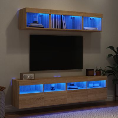vidaXL Komplet TV omaric LED 5-delni sonoma hrast inženirski les