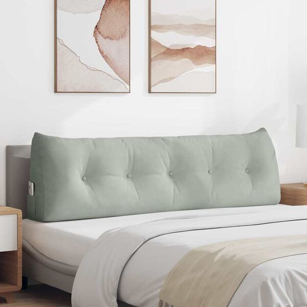 vidaXL Poglavni vzglavnik Svetlo siva 160 x 24 x 50 cm Žamet