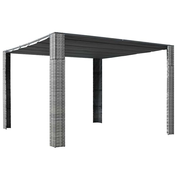 vidaXL Paviljon s streho poli ratan 300x300x220 cm siv in antraciten