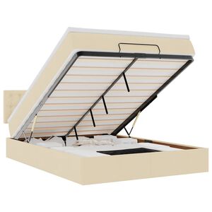 vidaXL Otomanska postelja z vzmetnico & LEDs krema 140x200 cm Tkanina