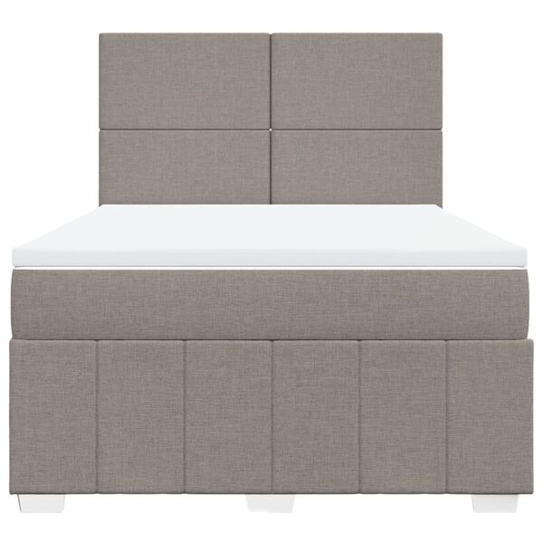 vidaXL Box spring postelja z vzmetnico taupe 140x190 cm blago