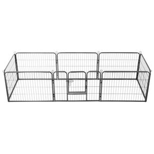 vidaXL Ograda za pse z 8 jeklenimi paneli 60x80 cm črne barve