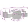 vidaXL Vrtna sedežna garnitura z blazinami 6-delna siv ratan/akacija