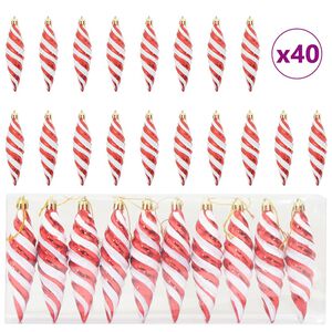 vidaXL Božična spirala oblika krogla 40 kos Rdeča 3 x 11 cm Plastika