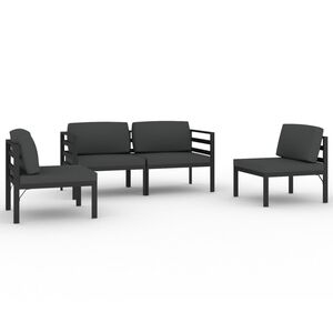 vidaXL Vrtna sedežna garnitura 4-delna z blazinami aluminij antracit