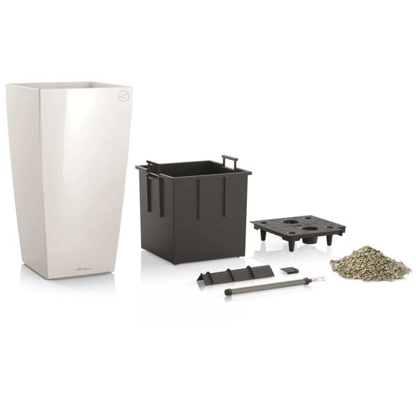 LECHUZA Cvetlično korito Cubico 40 ALL-IN-ONE visok sijaj belo