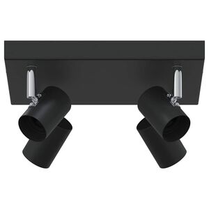 vidaXL Stropni reflektor s sredi&scaron;či Črna 26,5 x 26 x 11,5 cm Kovina