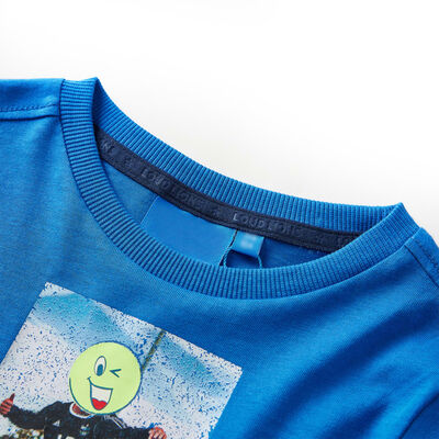 Otroška majica z dolgimi rokavi kobaltno modra 92
