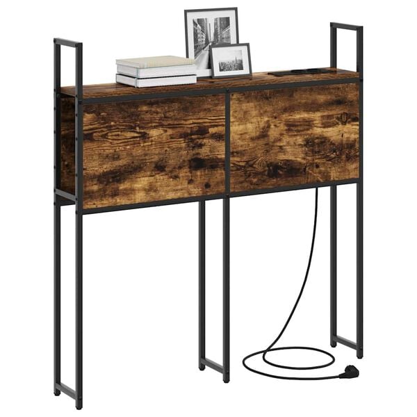 vidaXL Headboard za shranjevanje z postajo za polnjenje Dimljeni hrast